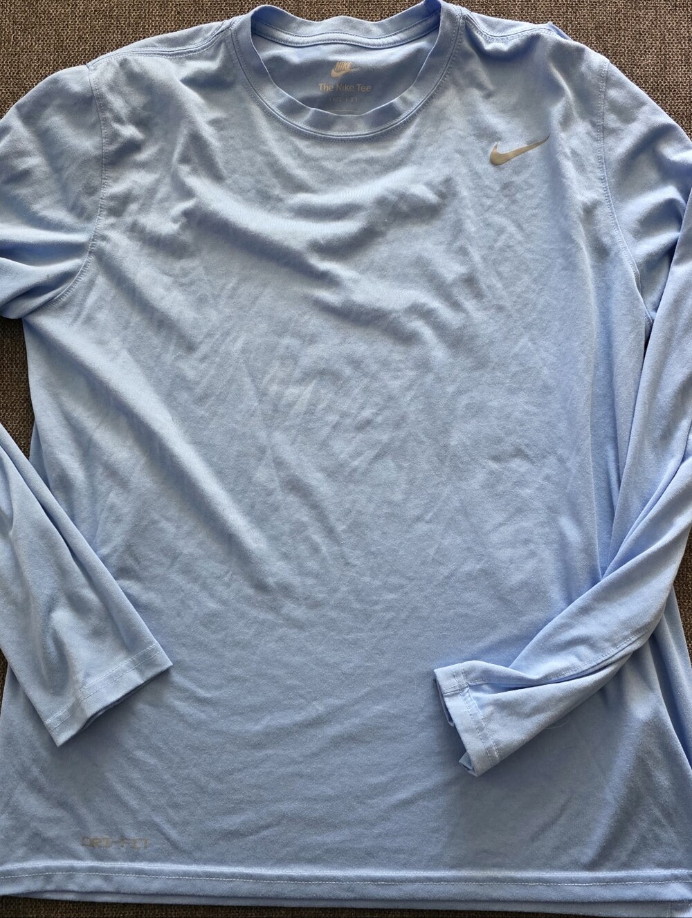 Nike Light Blue Athletic Tee with Silver Swoosh L
